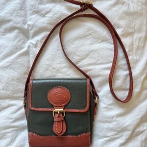 Vintage Dooney & Bourke Small Crossbody – Hunter Green & Chestnut Leather